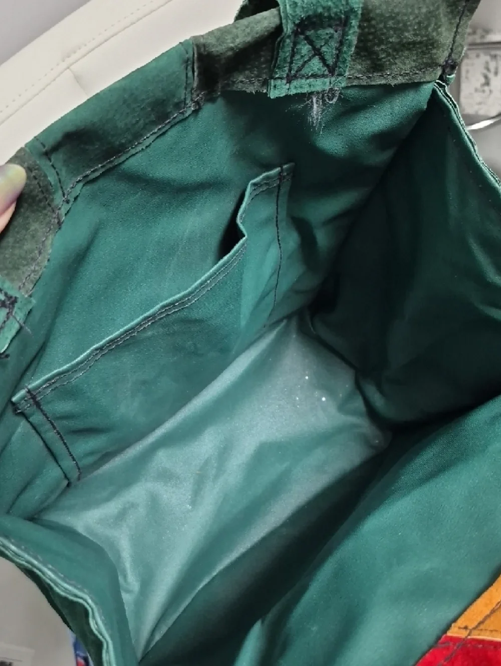 Mad JAZZIN Green MultiColor Leather Patchwork Tote Bag With Straps One Of A Kind - Picture 5 of 13